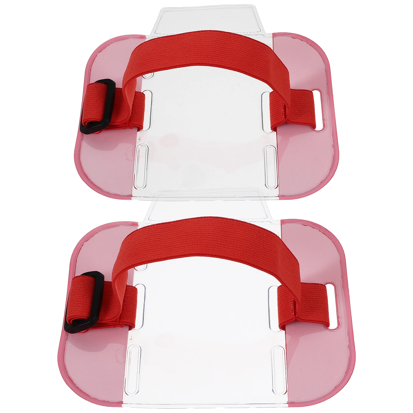 

2Pcs Colored Id Badge Holders Adjustable Armband Security Card Holders Clear Plastic Protective Sleeve for Worker Badge