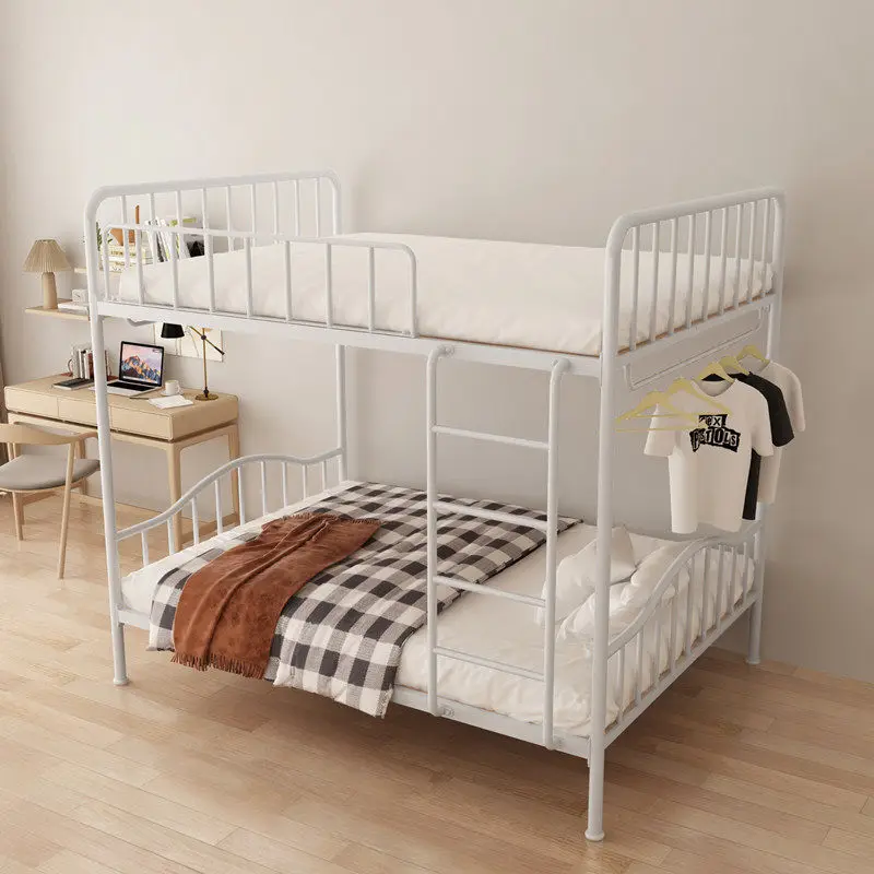 #Wrought iron upper and lower beds Bunk Children's upper and lower bunk iron High and low beds Dormitory elevated beds