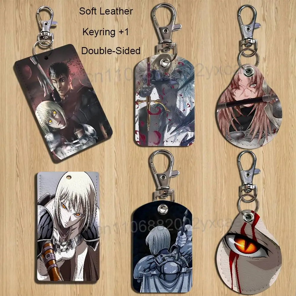cool Teresa Claymore Leather Keychain Badge Holder with Lanyard - ID/Access Card Holder, Key Ring Accessory, Gift Option