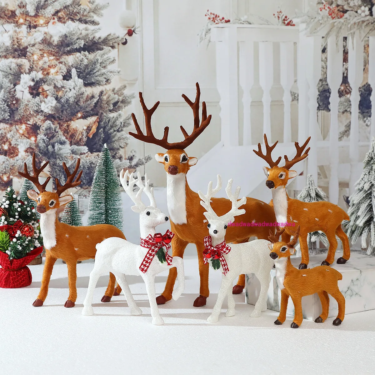 Christmas decorations Christmas deer Christmas tree decoration mini cute sika deer shopping mall window simulation elk ornament