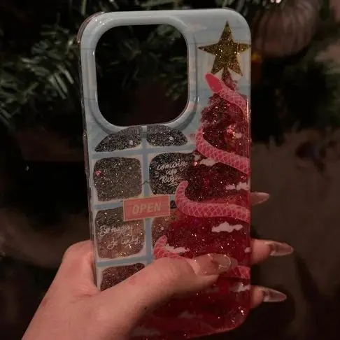 Window Pink Snake Christmas Tree iPhone 16 Pro Max Case for Apple 15, 141312 Pro, Women's 11