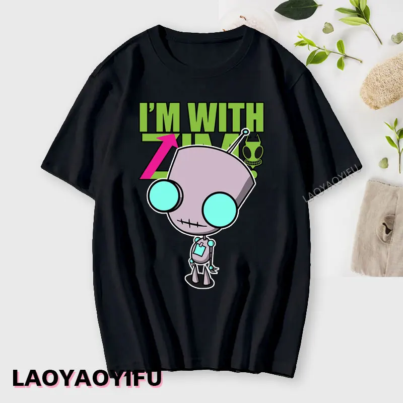 Anime Invader Zim Invader Gir Graphic Tshirt  Zim Image Cartoon T Shirt Men Women Cotton Tee Shirt Fashion Shirt Streetwear Tops