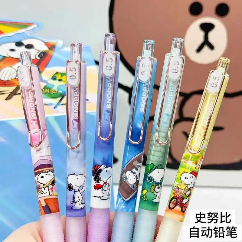 

6/36pcs Snoopy Activity Pencil Cute Writing Without Paper Jam Students Free Of Sharpening 0.5 Automatic Pencil Stationery Gift