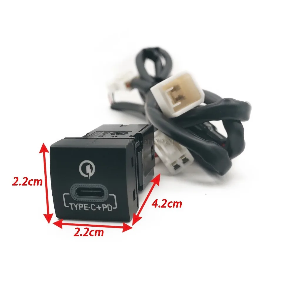1PC Blue LED Car Phone Charger Single/Dual QC3.0 USB Type-c PD Audio Fast Charging Interface Socket Fit for Toyota Prado 18-22