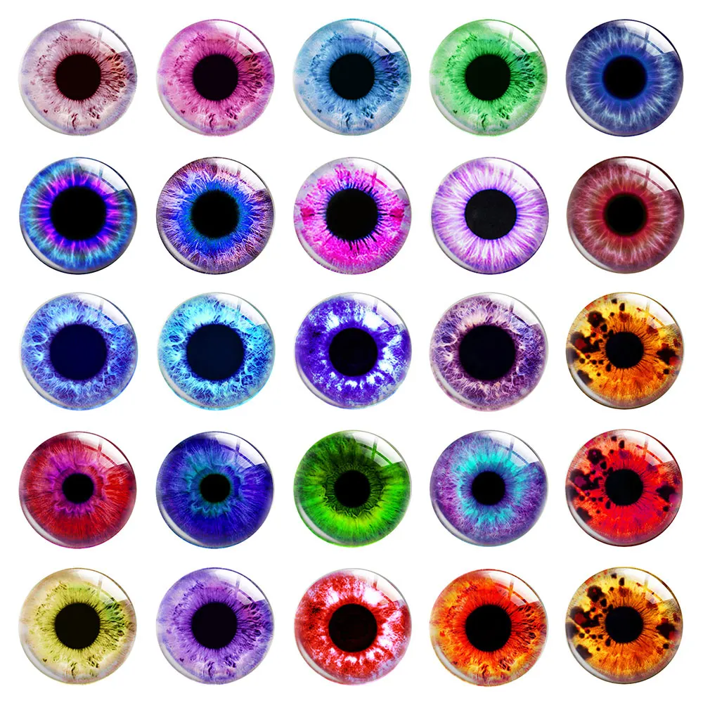 Handmade Colorful Flower Dolls Pupil Eyes Iris Animals Glass Cabochon Demo Flat Back Cameo For Diy Sewing Toys Jewelry Making