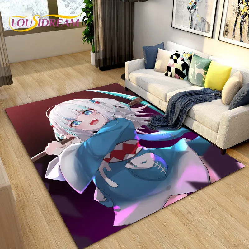 

Gawr Gura Hololive Cute Anime Shark Area Rug,Carpet Rug for Living Room Bedroom Sofa Doormat Decoration, Kids Non-slip Floor Mat