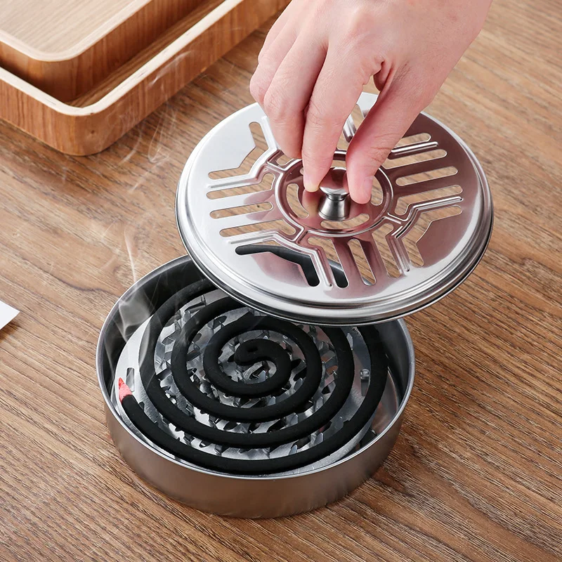 

Stainless Steel Mosquito Tray Tray Bracket Home with A Cover To Receive The Ash Tray Fire Anti-scald Creative Incense Burner