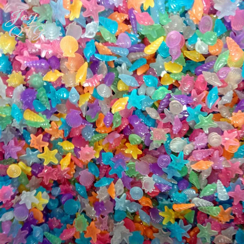 Hot 50pcs Glow In The Dark Cute Sea Shell Starfish Shaped Decor Luminous Stones For Aquarium Landscape Garden Ornaments Crafts