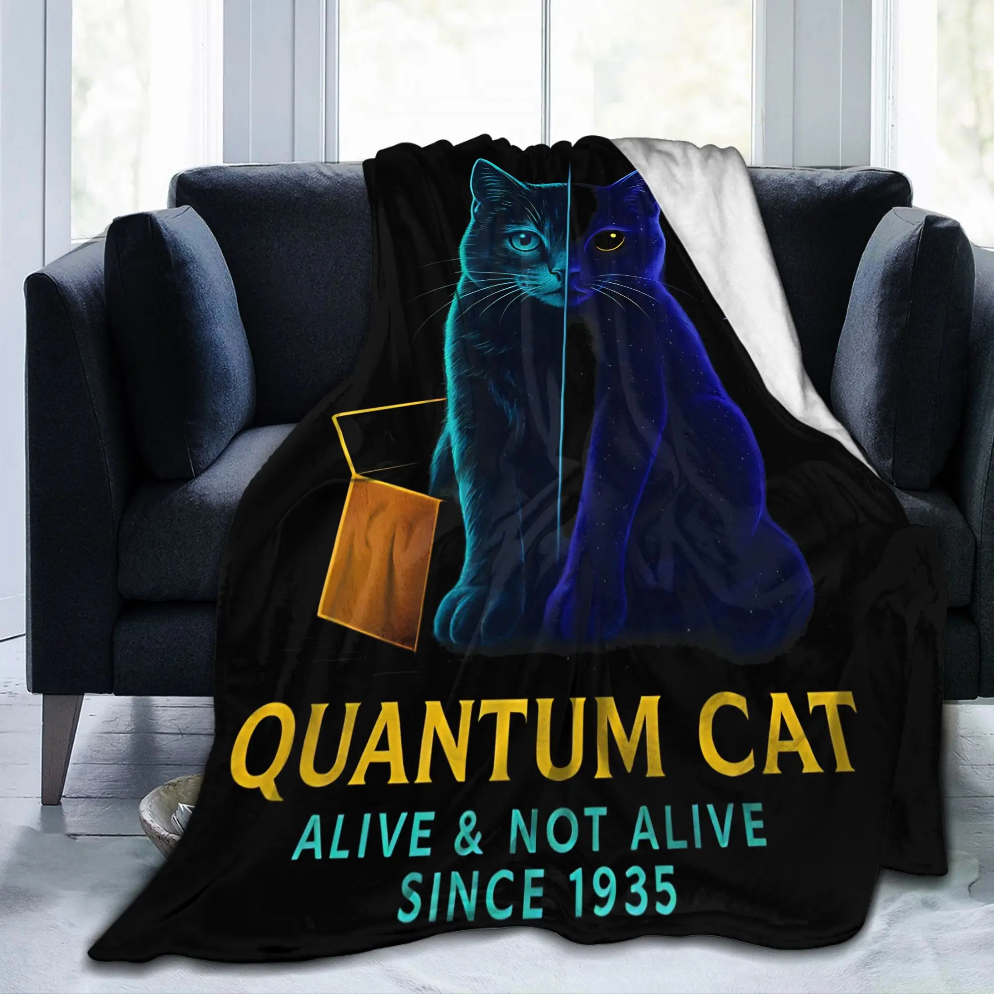 Manta de lana para gatos con diseño de mecánica cuántica, decoración para aire acondicionado, suave y cálida, para cama, de la marca Alive & Not Alive Since 1935