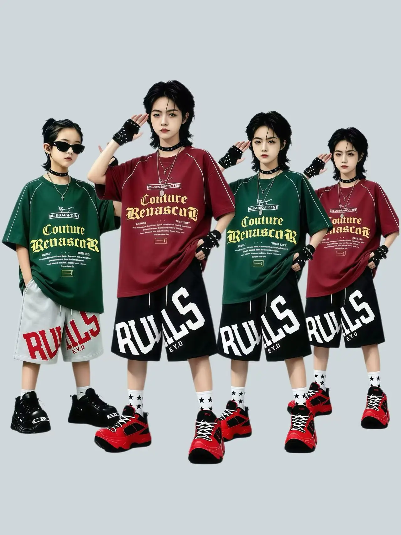 Roupa de dança de rua para crianças, roupa de manga curta para meninos, estilo americano, roupas de performance, verão, hipho...