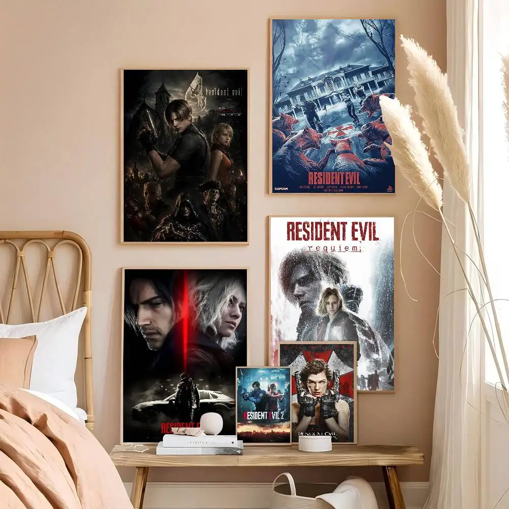 R-Resident Evil Anime Posters Sticky HD Quality Wall Art Retro Posters for Home Kawaii Room Decor