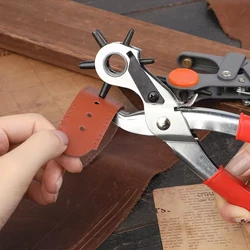 Fenrry 6 Size Revolving Leather Belt Hand Hole Puncher Leather Hole Punch for Leather Heavy Duty