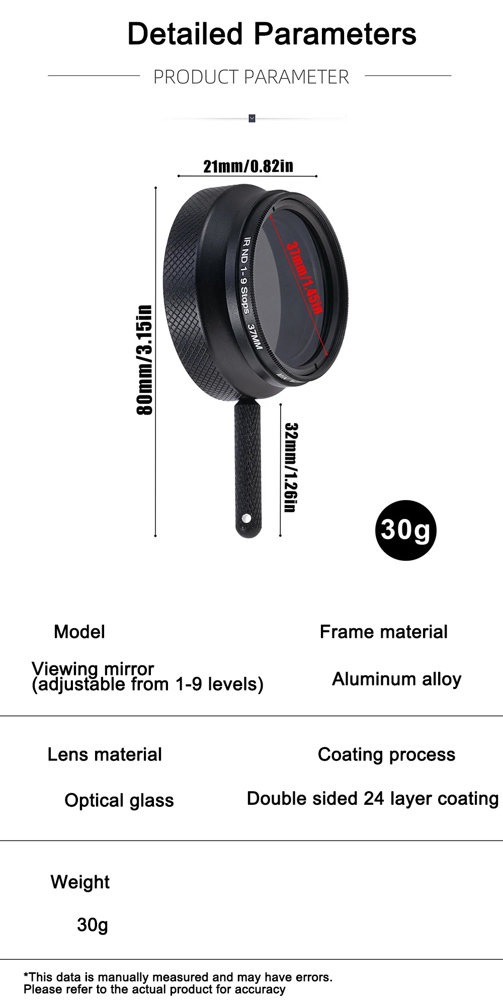 FOTGA Betrachtungsfilter aus optischem Glas, 9 Gänge, verstellbare Fotografiefilter für Kameramänner, Beleuchtungstechniker, Kamerazubehör – Detail 3