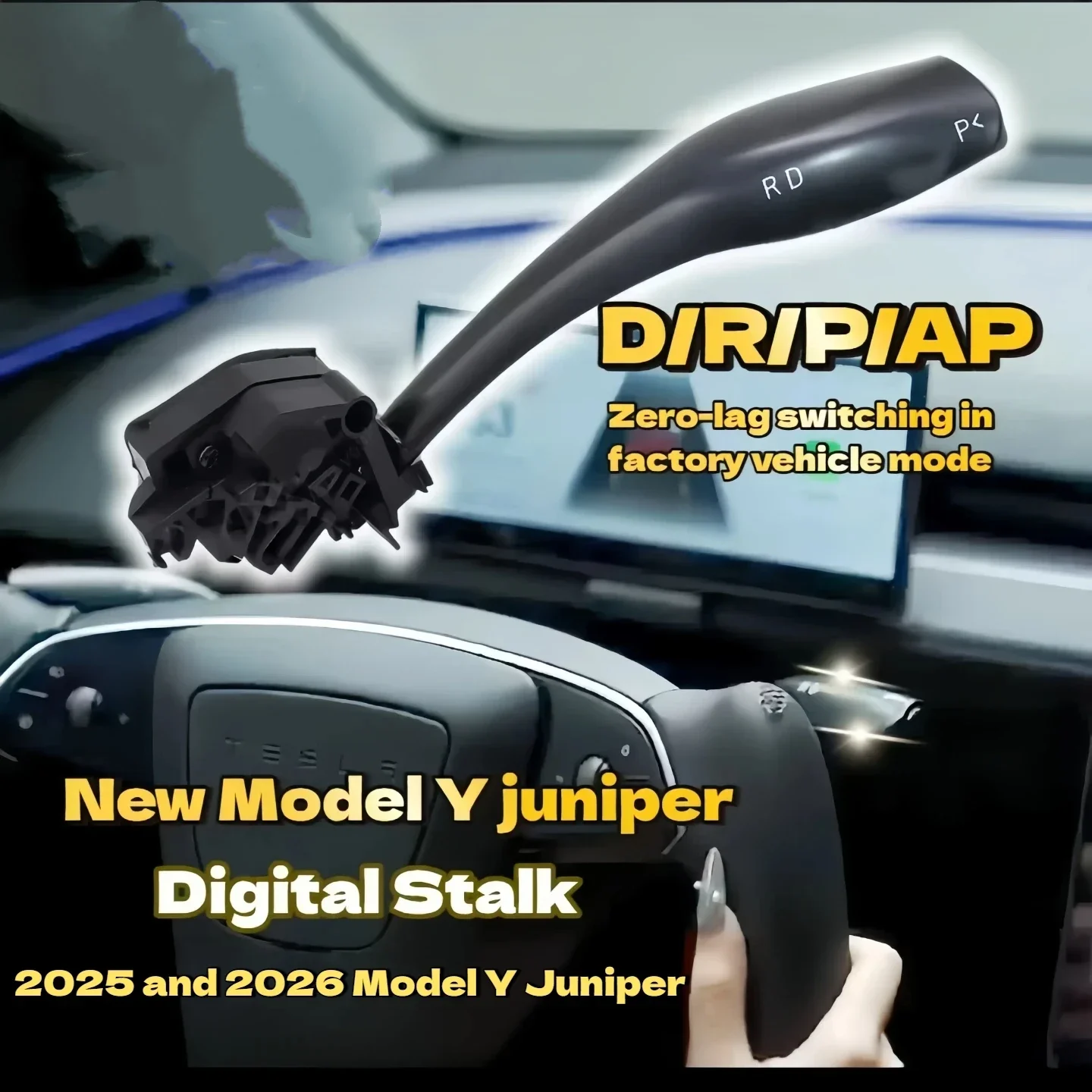 Shift Lever with Paddle Shifters Column Shifter for Tesla Model Y/3 Juniper 2025-2026 EV Components Adapted for EU APAC Markets