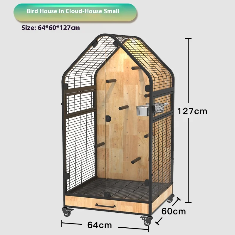 Luxury Bird Cage Parrot Villa Solid Pattern Breathable Iron Plastic Metal Carrier With Button Closure For Birds
