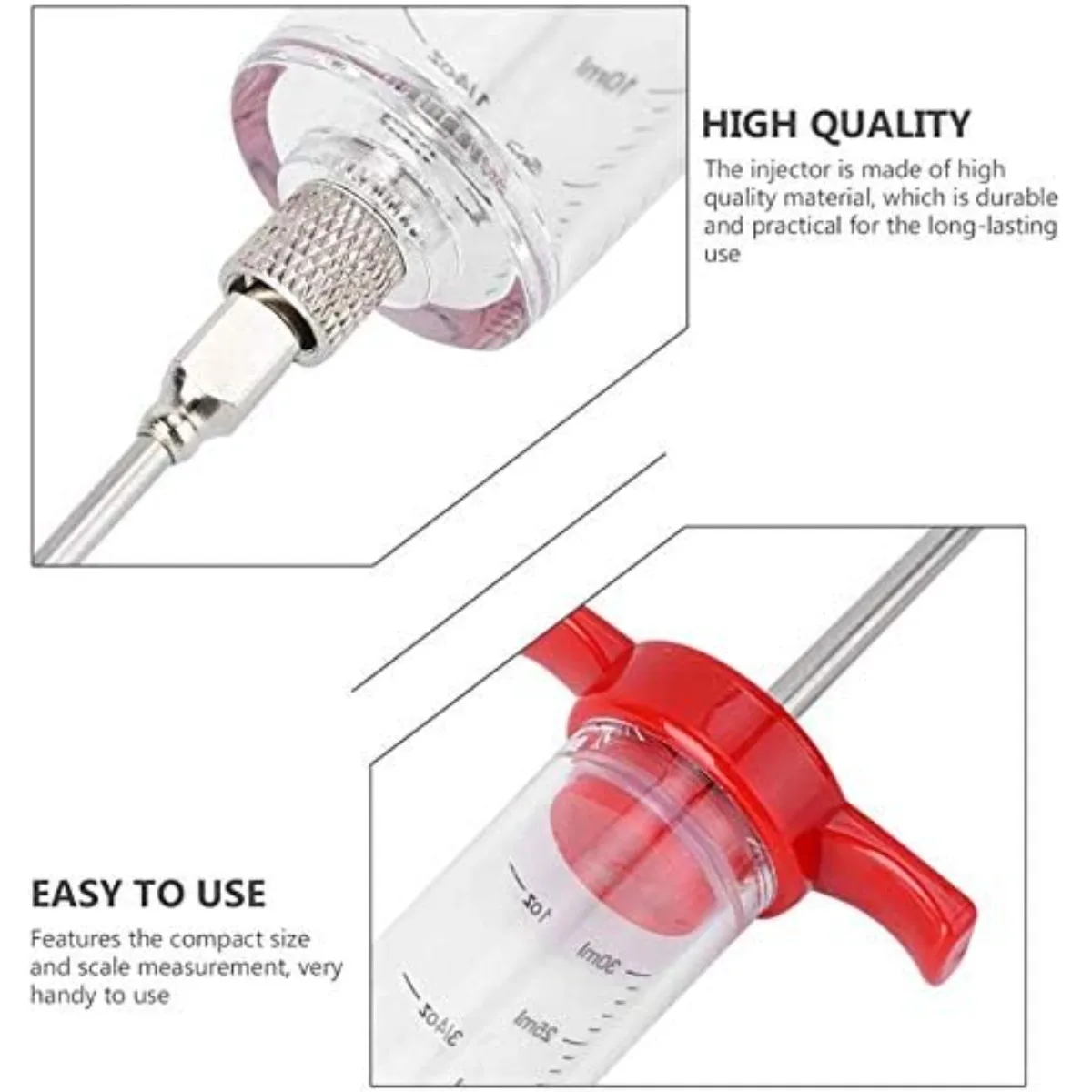 Meat Syringe, Barbecue Marinade Syringe, Stainless Steel Meat Needle, Barbecue Turkey with 3 Marinade Injection Needles