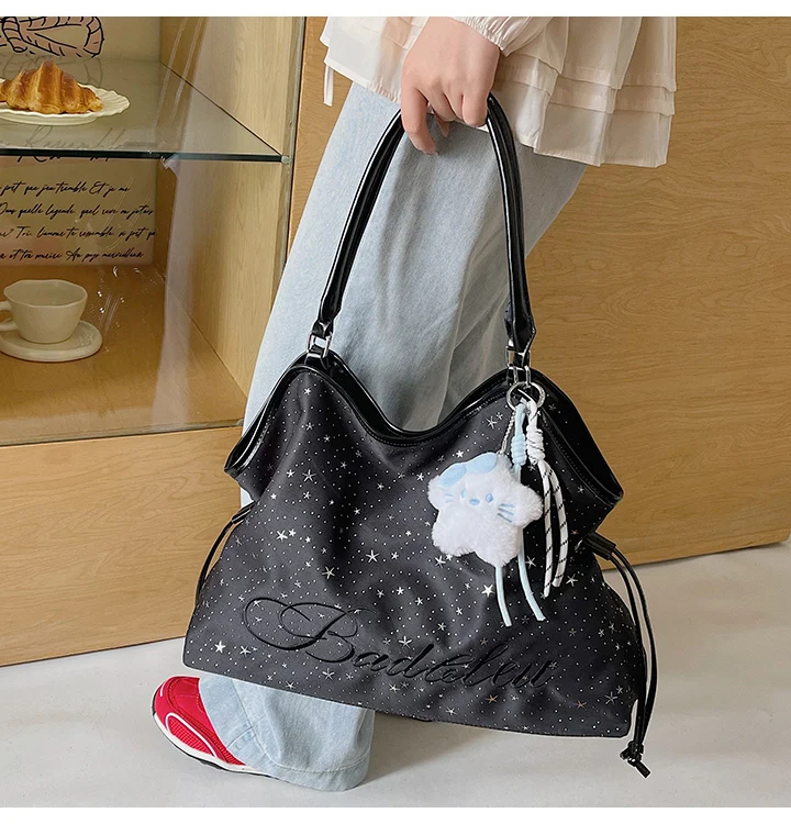 Y2k Fashion Letter Printing Pattern Shoulder Bag for Women 2026 Sweet Girls Vintage Casual Tote Bag Handbags Large Capacity Bag