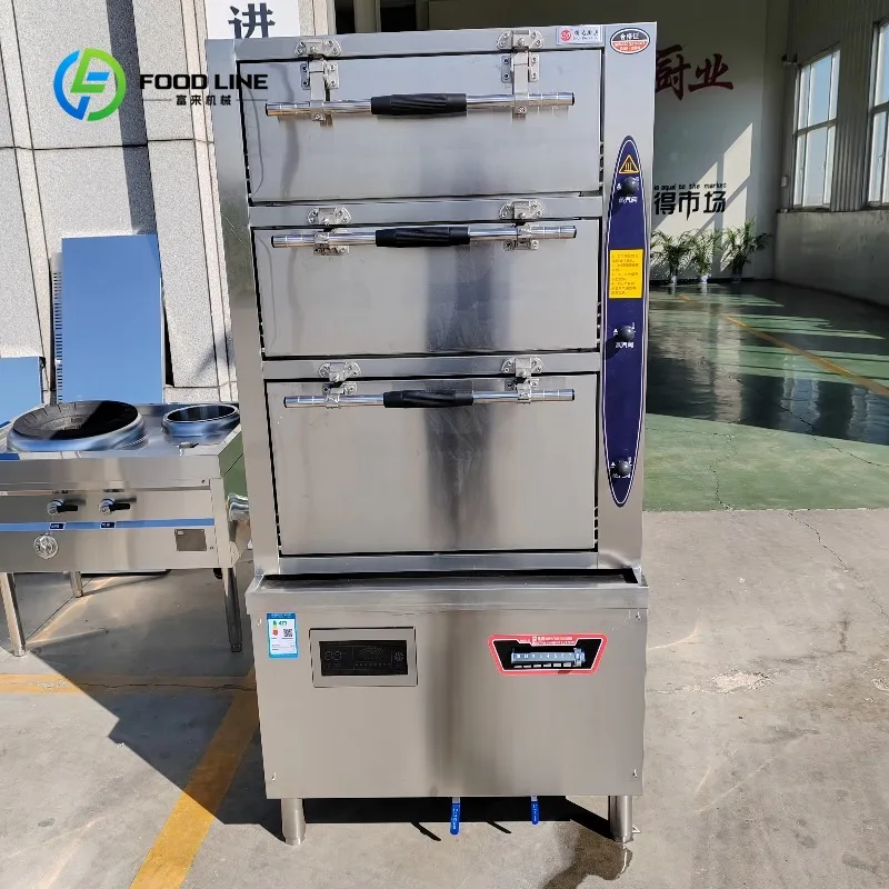 Customized Commercial Seafood Steamer Cabinet 3-Tier Induction Steaming Rice, Fish and Vegetables Restaurant and Hotel Use