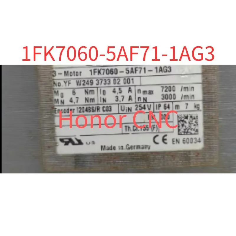 1FK7060-5AF71-1AG3 Used Tested OK In Good Condition SIMOTICS S synchronous servo motor 1FK7 Compact 6.0 Nm,
