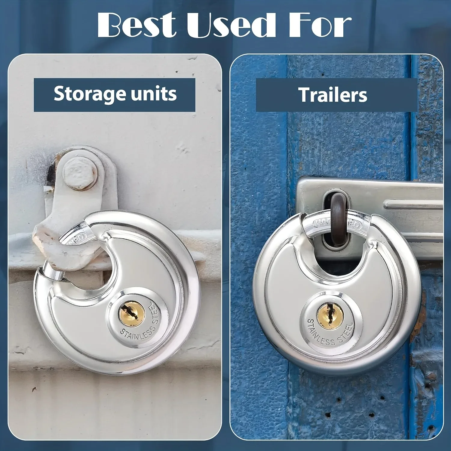 1/2/3 Buah 60MM Bulat Baja Tahan Karat Tugas Berat Kunci Gembok Keamanan Luar Ruangan Gym dengan Aman Kunci Pintu Alat Anti Maling