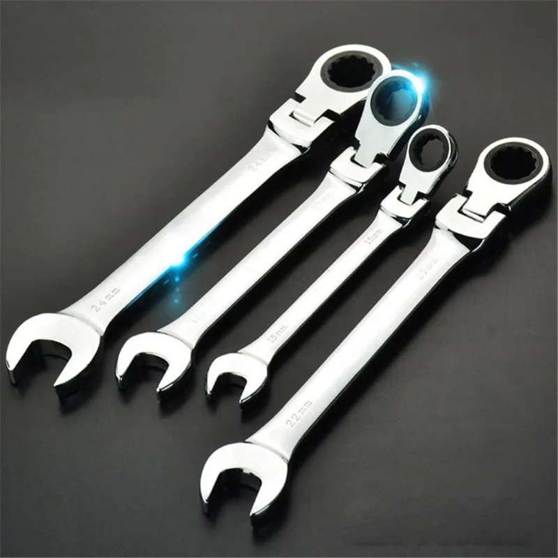 1PC Ratchet Spanner Flexible Head Ratchet Metric Spanner Open End and Ring Wrenches Tool 6-15mm mechanical tools