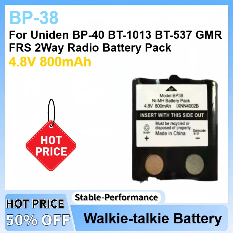 New 4.8V 800mAh BP-38 NI-MH Rechargeable Battery Pack For Uniden BP-40 BT-1013 BT-537 GMR FRS 2Way Radio Battery Pack