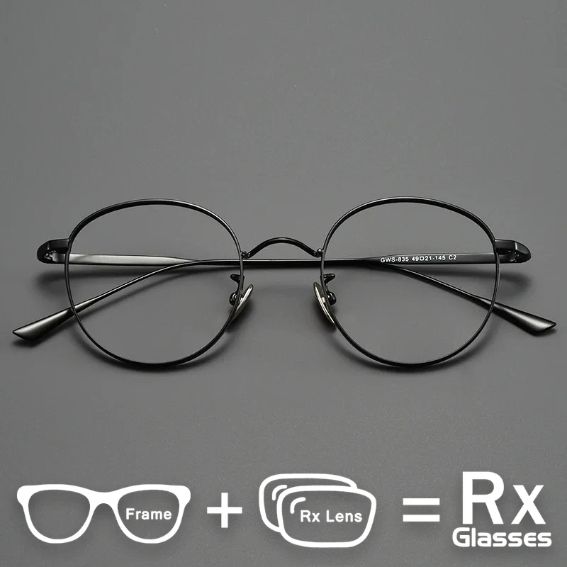 

Rx Glasses Retro Round Titanium Multifocal Men Optical Progressive Eyeglasses Custom High Myopia Prescription Eyewear