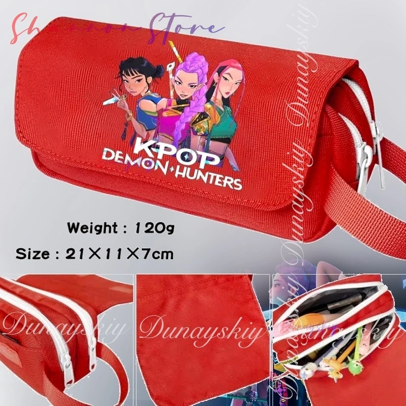 

KPop Охотники на демонов с принтом фильма, большая емкость, двухслойный косплей с наклейкой «сделай сам», сумка-карандаш, косплей,コスxta Single