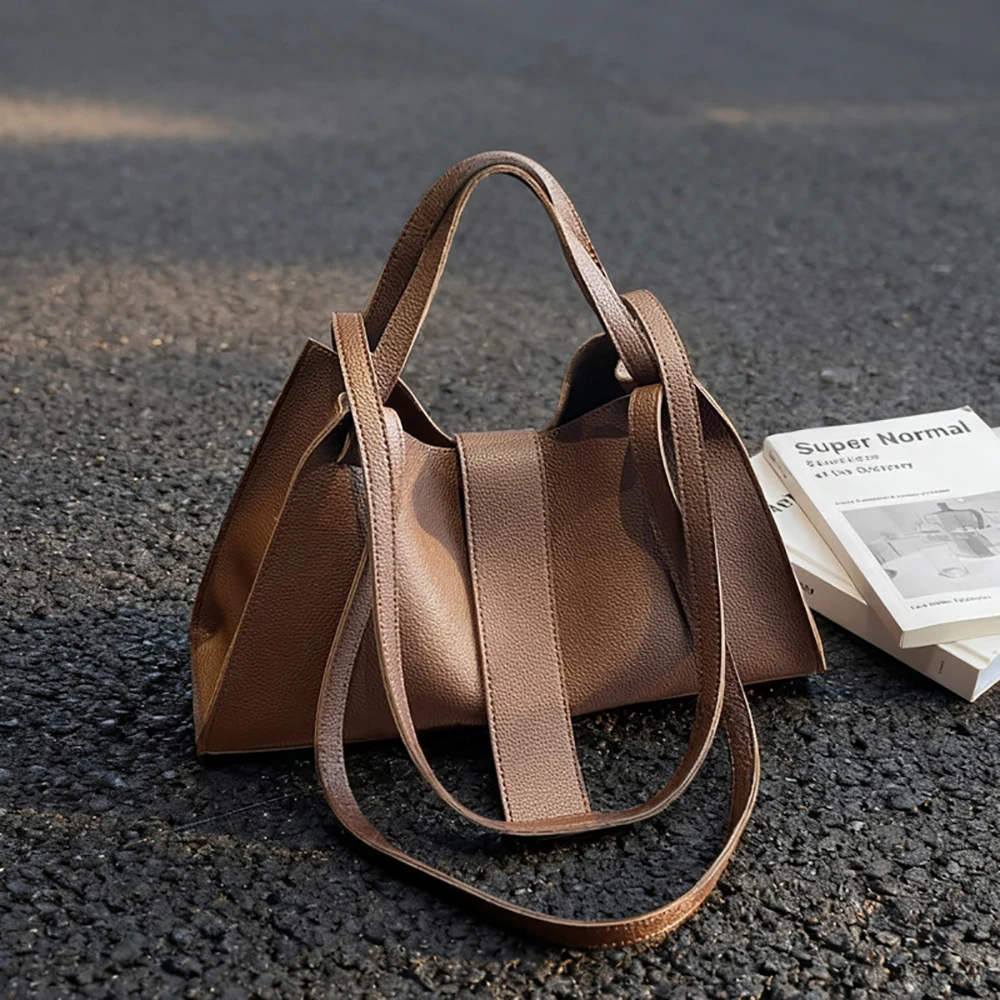 

Korean Style Simple Single Shoulder Bag Women Delicate Soft Texture Solid Color Buckle Handbags Casual All-Match Commute Bags