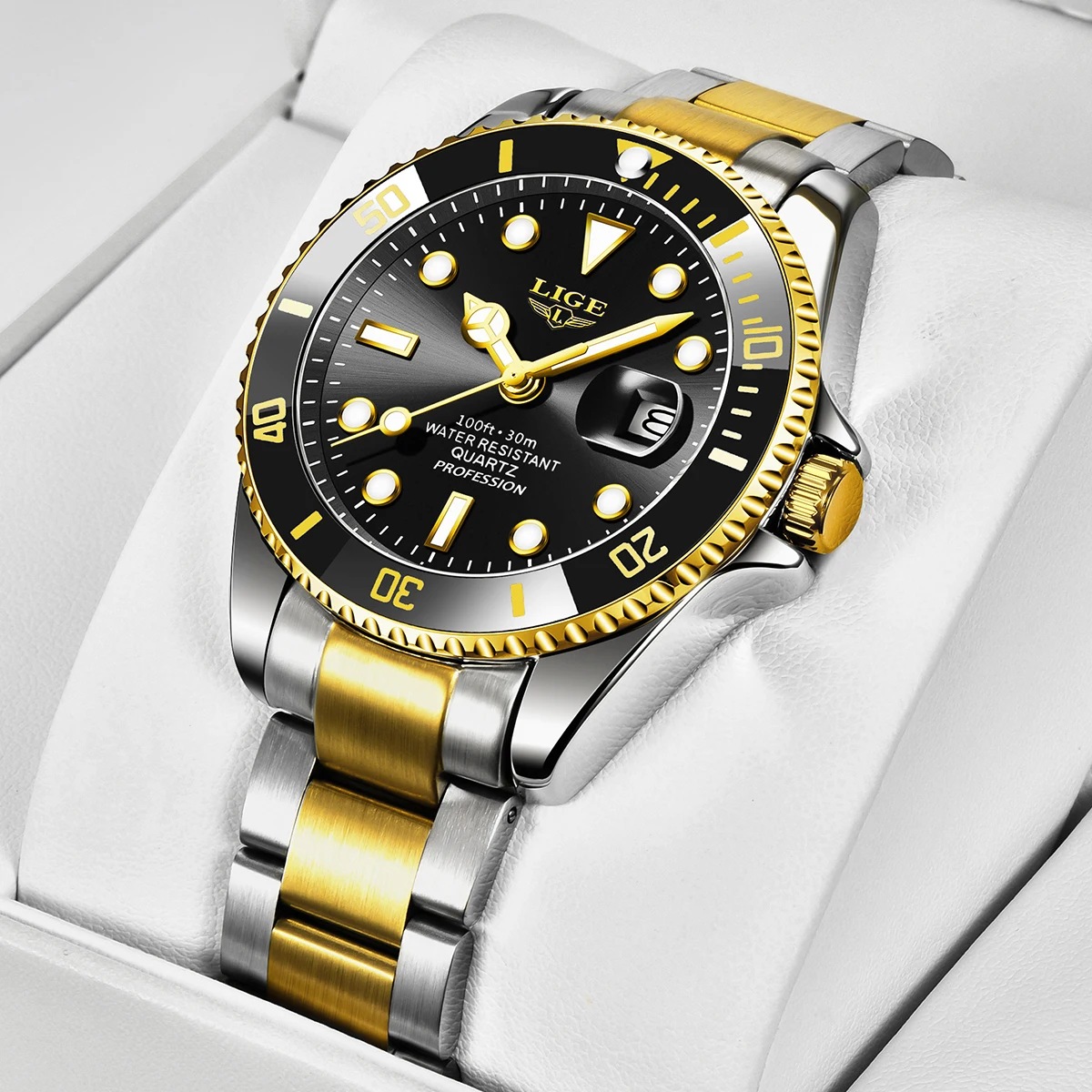 LIGE 2026 Luxury Men Quartz Watch Original Diving Series Colorful bezel Waterproof Watch Automatic Date Trendy Brand Men Watch