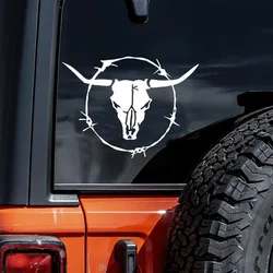 Bull Skulls Barb Wire Cow Country Trailer Car Stickers For Laptop Car Motorcycle Vehicle Paint Window Toolbox Guitar Scooter Dec