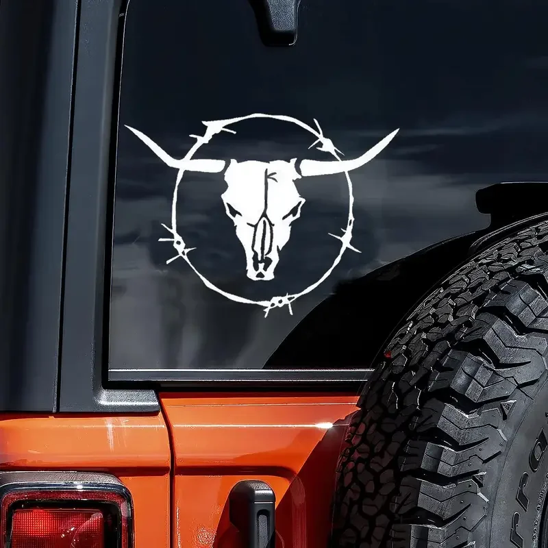 Bull Skulls Barb Wire Cow Country Trailer Car Stickers For Laptop Car Motorcycle Vehicle Paint Window Toolbox Guitar Scooter Dec