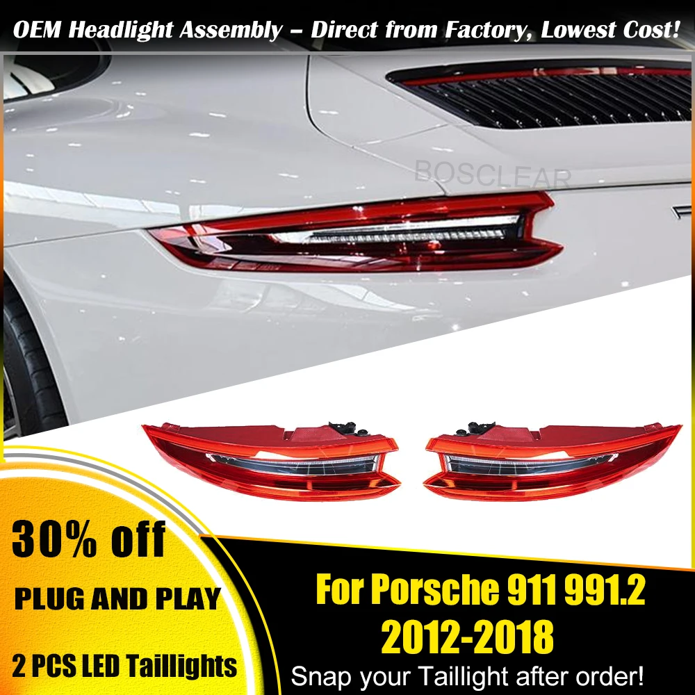 

2PCS Car Taillights for Porsche 911 991.2 HeadLights 2012-2018 Upgrade Rear Lamps DRL Brake Lamp Turn Signal Auto Accessories