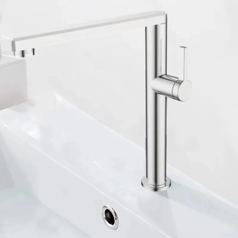 

Hot Selling SUS304 Stainless Steel Basin Sink Faucet Hot Cold Waterfall Bathroom Tap Mixer Kitchen Faucet High Quality Valve