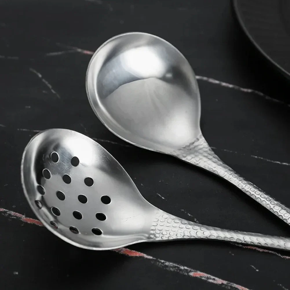 Efficient Straining Spoon 20.5*6cm Hot Pot Spoon 20.5*6cm Size Comfortable Grip Handle Elegant Kitchenware Fish Scale Design