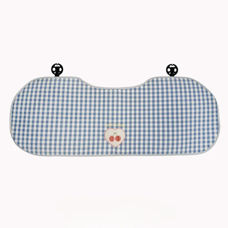 Universal Linen Car Seat Cushion Plaid Cherry Design Four Seasons Half Surround Breathable Summer Day Seat Cover 5
