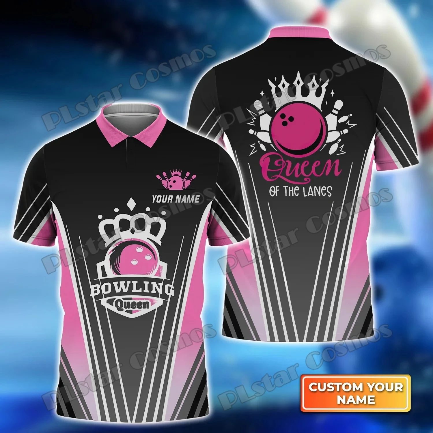 Bowling Sport Team Personalized Name 3D Printed Mens Polo Shirt Summer Street short sleeve shirt Gift for Bowling Lover WK37