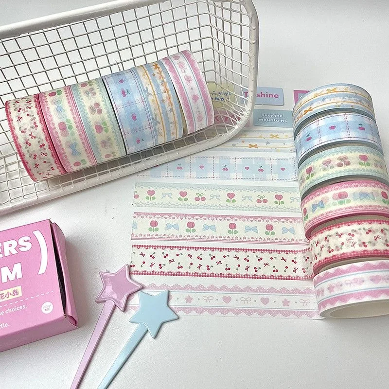 6pcs/lot Cherry Star Style Decorative Tape Cute Cartoon Creative Washi Tape School Stationery