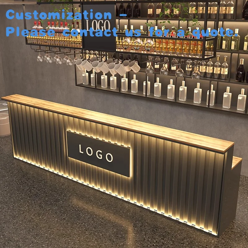 custom.Customizable Industrial Light Duty Iron Bar Bar Cashier Corner Front Desk Milk Tea Shop Billiards Restaurant BBQ Ba