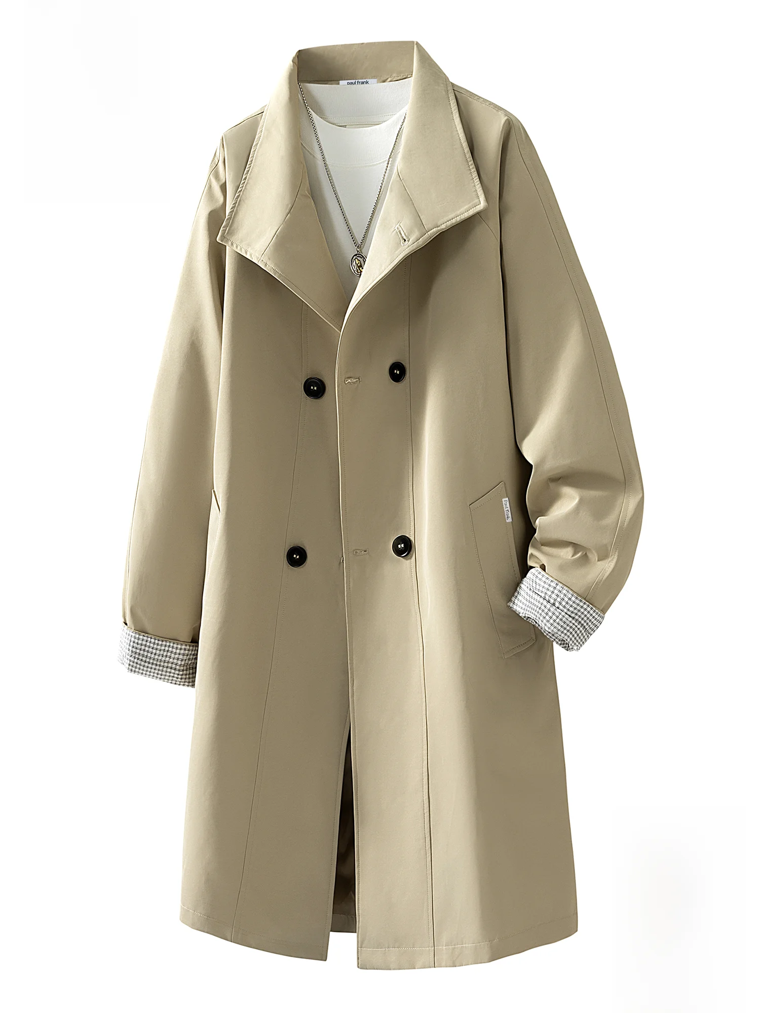 

PaulFrank Mid-Length Men's Windbreaker Coat Loose Fit Casual Open-Collar Monkey Face Design Spring New Sle Polyester Fabric