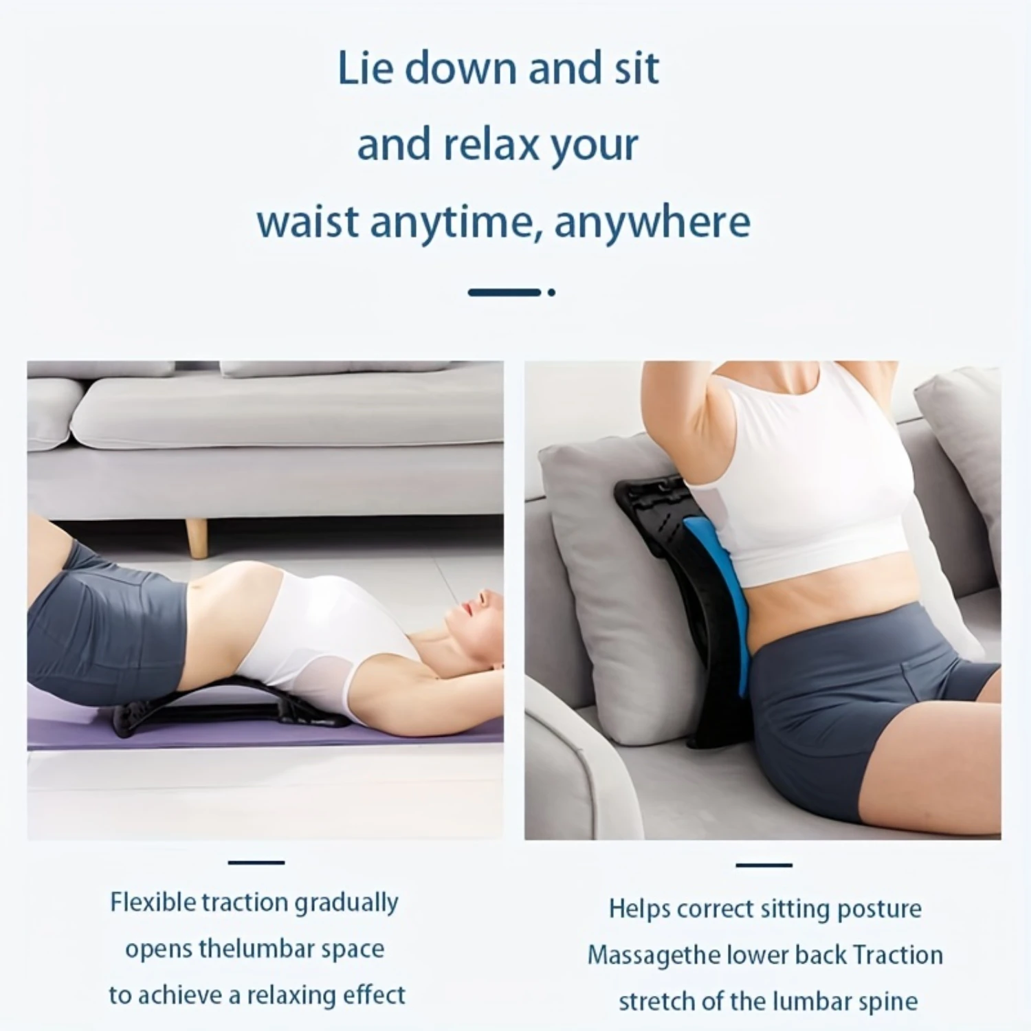 Premium Lumbar Back Relaxer - Multi-Level Massager, Posture Corrector, Stretcher for Lower and Upper Back Support. Adjustable, U