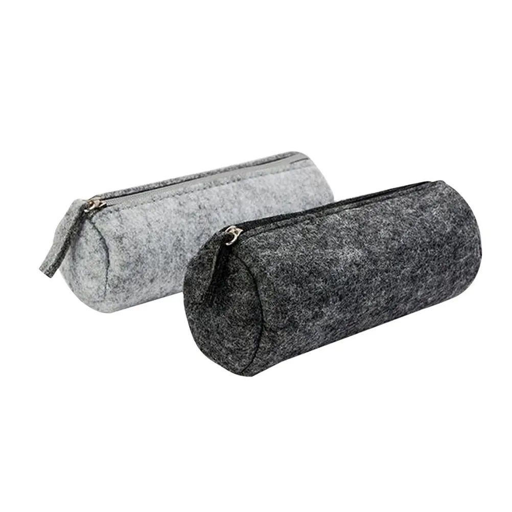 2Pcs Pencil Case Pen Bag Cylinder Large Capacity Zipper Closure Lightweight Portable Pencil Pouch for School Travel Use
