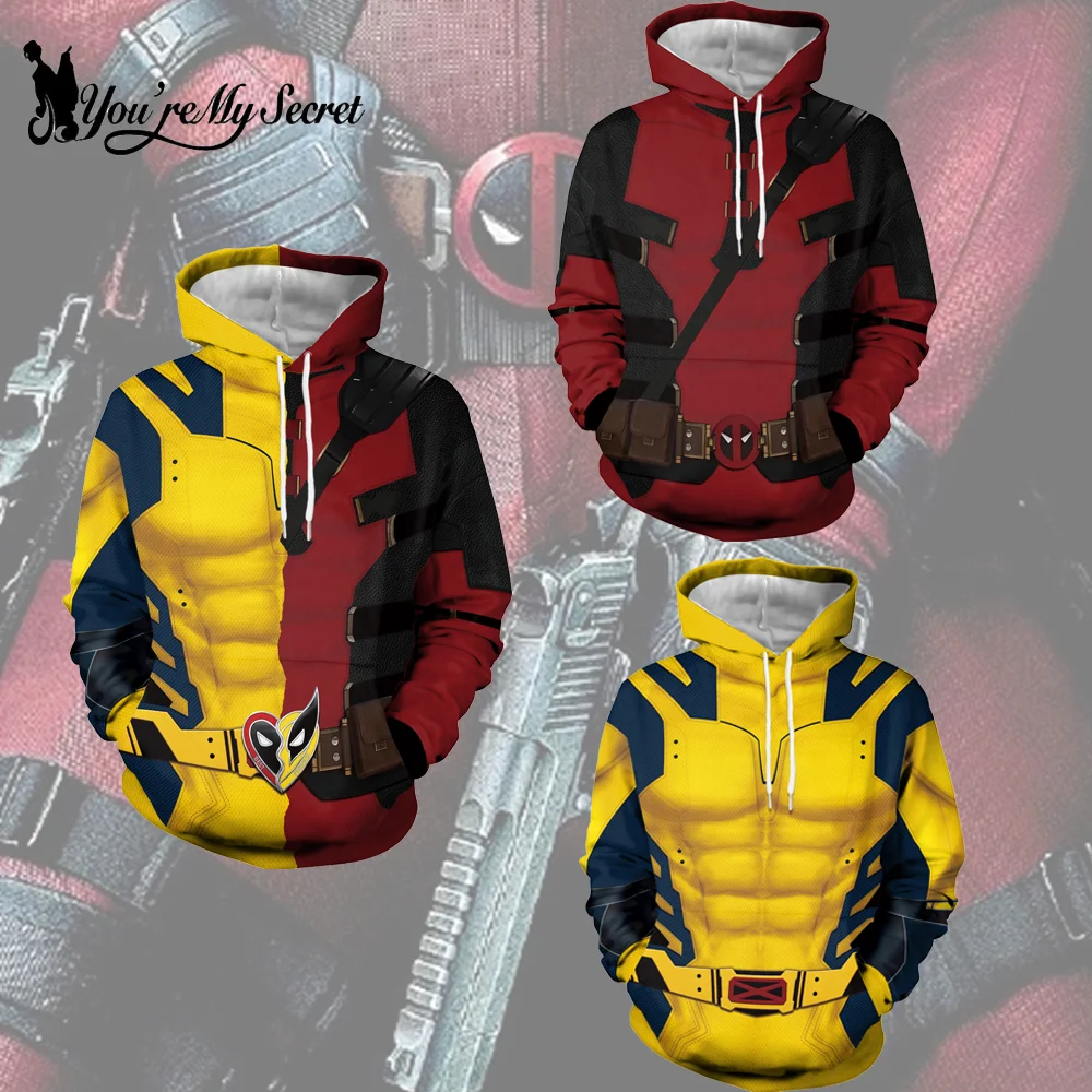 [You\'re My Secret] Cosplay Deadpool Superhero Hoodie Wolverine Cosplay Costume James Howlett Party Party Carnival Pullover Tops