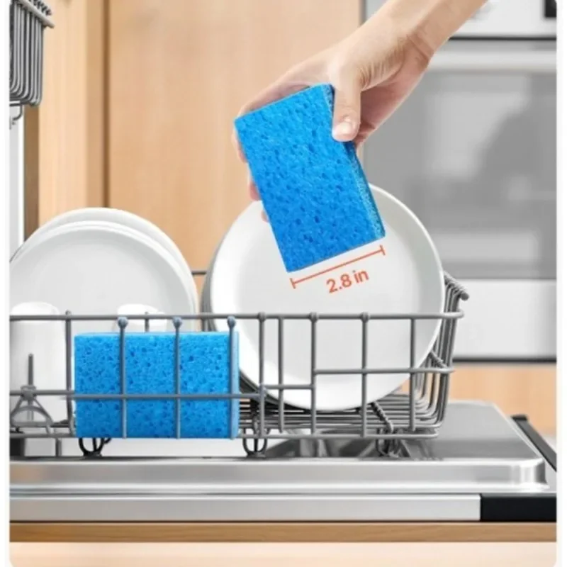 

12 Pcs Premium Natural Kitchen Sponges Honeycomb Cellulose & Scrub Pad Quick-Absorb Cleaning Sponges