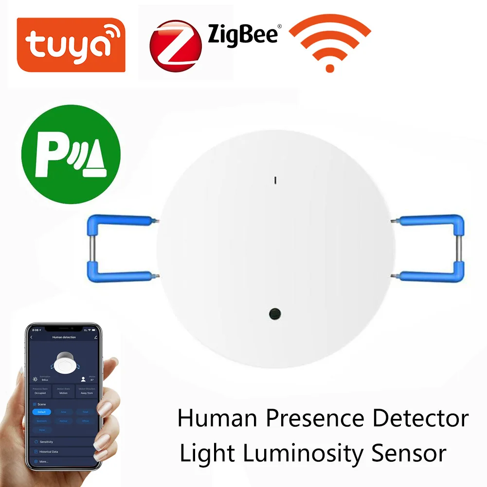 Tuya WIFI Zigbee Human Presence Sensor Ceiling Mount Illuminance Monitor mmWave Radar Detecting Human Motion Sensor Tuya App