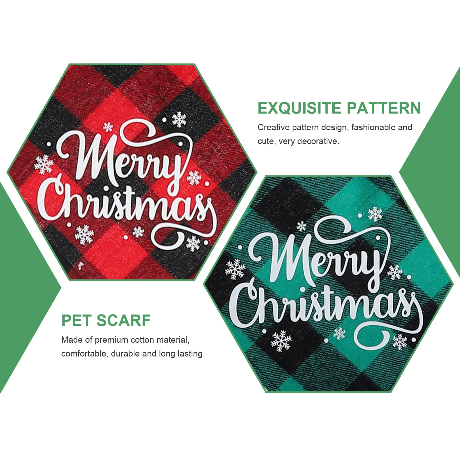 

2Pcs Plaid Dog Scarves Christmas Theme Pet Triangle Bibs Comfortable Dress Up for Holiday Season Dog Christmas Scarves