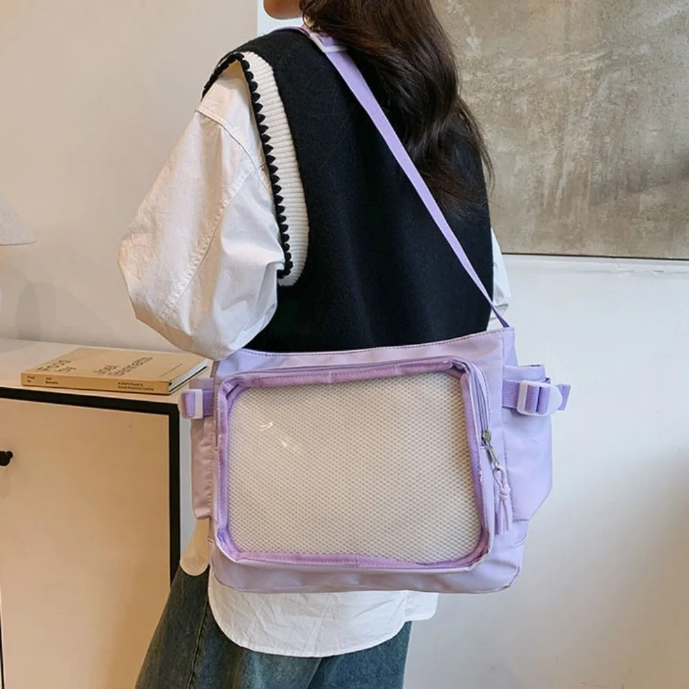 Clear Transparent Pocket Itabag College Style PVC Badge Display Shoulder Bag Large Capacity Cross Body Crossbody Bag Ladies