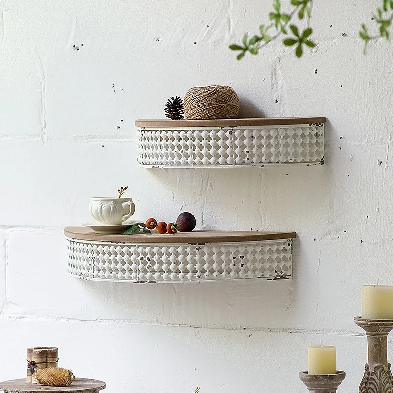 Vintage Industrial Wall Shelf Rustic Iron Display Rack Entryway Decor Organizer