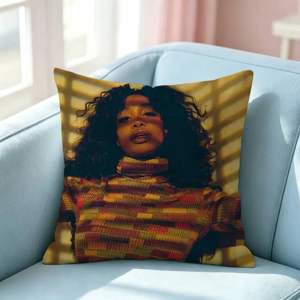 Hot Singer SZA Lambs Pillow Case Square Double-Sided Sofa Cushion Cover Bedroom Bedside Pillow