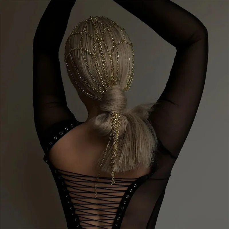 

Hair Accessories Headwear Popular Tassel Headband Niche High Sense Rhinestone Chain Stage Banquet